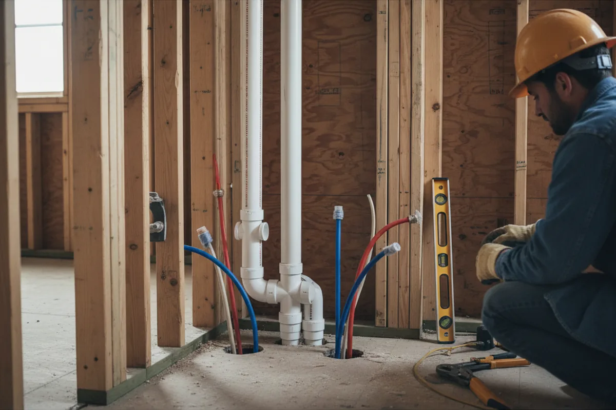 Drain and supply rough-in during Drain Cleaning in Manhattan